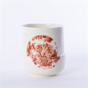 Ceramic tumbler, sepia pink Glitch pattern 1