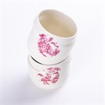 Petit gobelet glitch, céramique et décalque fleur de citronnier rose