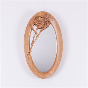 Oval mirror, carved wood frame