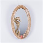 Oval mirror, carved wood frame