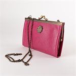 Sac portefeuille en faux cuir et coton avec fermoir de métal Framboise et rose 1862