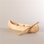 Canot miniature en bois sculpté, modèle loup