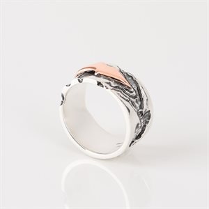 11mm engraved silver with rose gold ornamen bangle