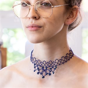 Lace choker necklace, Royale blue model