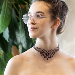 Lace choker necklace, Royale plum model